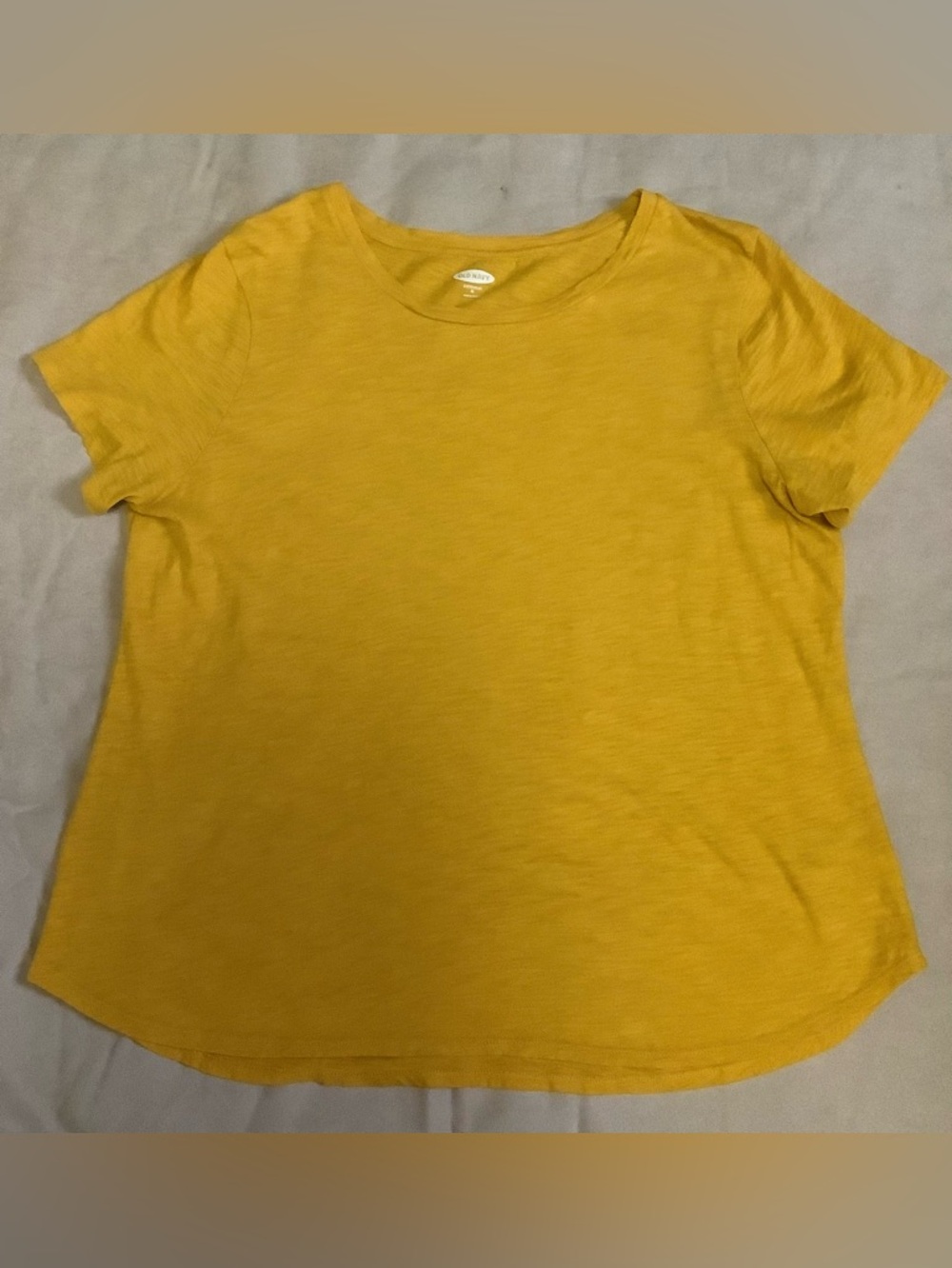 Old Navy Everywear Shirt Top-Yellow Gold-Round Neck-Short Sleeve-100% Cotton-XL - Picture 5 of 7